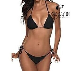 Suvimuga Halter Padded Tie Side Bikini Swimsuit Size L